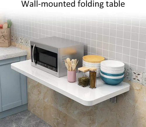 Miniatura 9 de Mesa de comedor plegable para colgar en la pared, escritorio multifunción para ordenador, mesa de trabajo en casa, oficina con soporte de acero