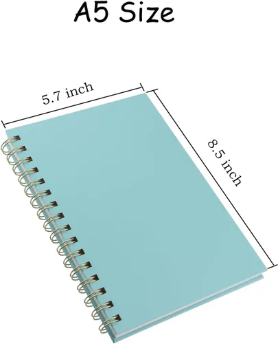 Miniatura 2 de Paquete de 4 cuadernos en espiral de tapa dura de 5.7 x 8.5 pulgadas, 80 hojas/160 páginas, cuaderno rayado universitario, papel grueso de 100 GSM