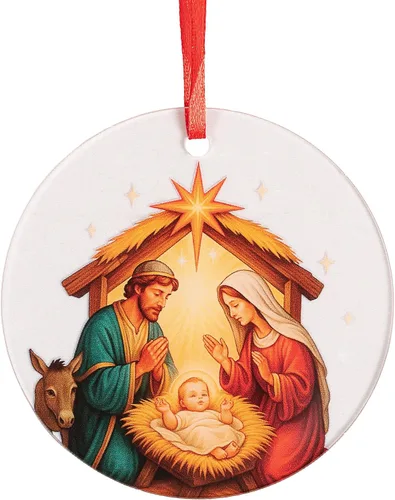 Miniatura 7 de Escena de Nacimiento de la Sagrada Familia Adorno de Acrílico - Decoración Católica y Cristiana para Navidad - Estrella de Belén, Adornos
