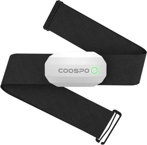 COOSPO Bluetooth Heart Rate Monitor Chest Strap H808S, ANT+ BLE HR Monitor Chest, HRM IP67 Waterproof, 300H Battery Life Blanco