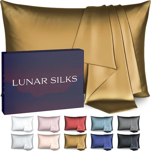 Miniatura 10 de Funda de almohada de seda real de morera 100% pura de grado 6A, 22 momme (ambos lados), para cabello y piel, sin acné, 1 unidad en caja de regalo