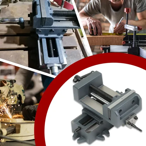 Miniatura 6 de findmall Prensa de taladro de diapositiva cruzada de 4 pulgadas, tornillo de banco de sobremesa resistente X-Y compuesto para fresadora CNC, máquina