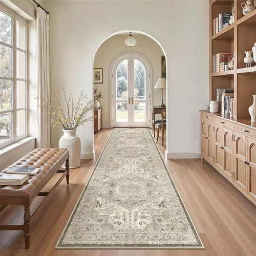 Miniatura 382 de Madane Tapete lavable de 2 x 10 pies para pasillo, cocina, recibidor, clásico, suave, antideslizante para interiores, casa de campo, baño, sala