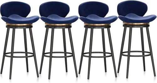 Miniatura 17 de Taburete de bar moderno con Patas de Metal Negro, giratorio de 360 grados, cómodo y tapizado, ideal para el hogar, bar, cocina, isla, comedor o Pub
