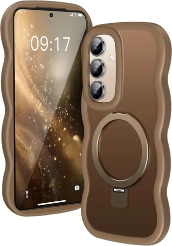 Miniatura 21 de [Soporte magnético y marco ondulado] Funda para Samsung Galaxy S24 Ultra [compatible con MagSafe] [protección militar contra caídas] no amarillenta