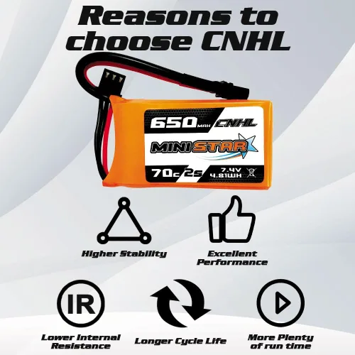 Miniatura 4 de CNHL Batería Lipo de 650mAh 7.4v 2s 70C con enchufe XT30 para 120 tamaño FPV Torrent 110 Inductrix FPV Racing Drone como EMAX Tinyhawk 2 Tiny Whoop