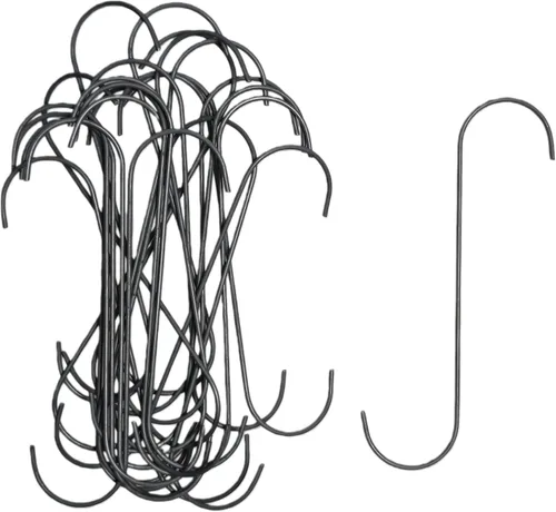 Paquete de 50 ganchos en S de metal de 6 pulgadas para recubrimiento en polvo y pintura, ganchos colgantes de acero de alambre de 0.076 pulgadas