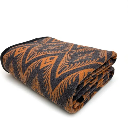 PuTian Manta de lana merina, 63 x 51 pulgadas, color naranja bohemio, ideal para camping, al aire libre, eventos deportivos, supervivencia y kits de
