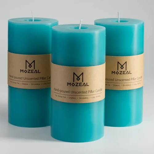 Miniatura 59 de MOZEAL Velas grandes sin perfume vertidas a mano de 3 x 8 pulgadas, sin humo, juego de 2, combustión lenta, sin goteo, aproximadamente 150 horas