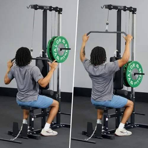 Miniatura 4 de Valor Fitness Máquina de cable de fila baja y desplegable LAT - Sistema de doble polea con carga de placa para entrenamiento de fuerza