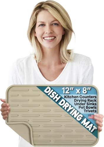 Miniatura 10 de Tapete de secado de platos de silicona XXL para encimera de cocina o debajo del fregadero, 24 x 18 pulgadas, extragrande, tapete impermeable