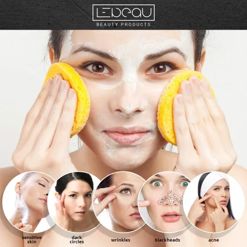 Miniatura 3 de LeBeau Esponjas faciales comprimidas, esponjas faciales para limpieza, esponja facial de celulosa 100% natural, esponja facial profesional