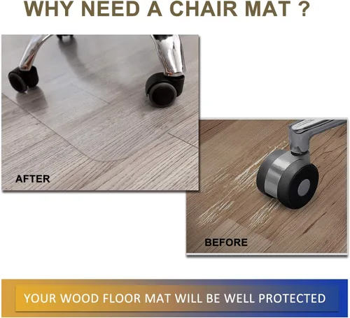 Miniatura 2 de Tapete para silla de oficina para suelo de madera dura, 48 x 30 pulgadas, alfombrilla de vinilo transparente para silla rodante, oficina y hogar