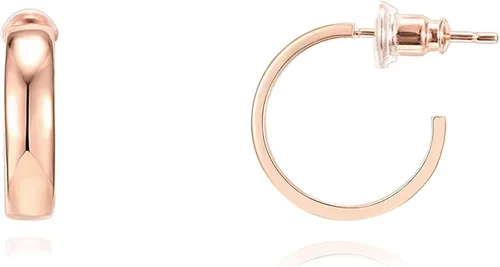 PAVOI 14K Gold Plated Wide Flat Edge Hoop Earrings for Women Rose, White and Yellow Gold Hoops Hypoallergenic Jewelry