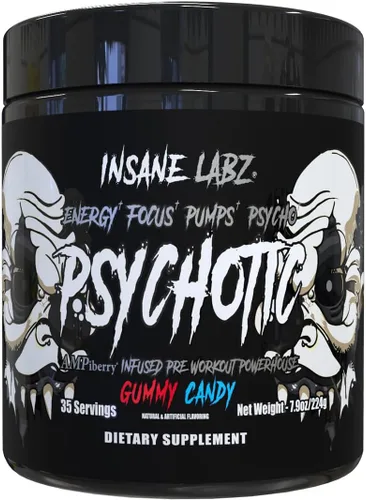 Miniatura 6 de Insane Labz Psychotic Black Edition - Polvo de preentrenamiento de estimulación media, energía, enfoque y bombas, cargado con creatina