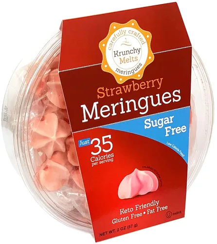 Miniatura 8 de Krunchy Melts Galletas originales de merengue sin azúcar, sabor a cereza silvestre sin azúcar, solo 30 calorías por porción, sin grasa, sin gluten