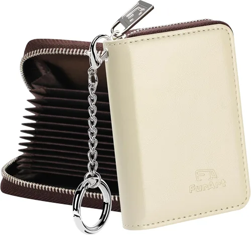 Miniatura 26 de FurArt Cartera con Cremallera para Mujeres, Cartera con Bloqueo RFID para Tarjetas de Crédito, Portador de Tarjetas de Presentación, Cartera Llavero