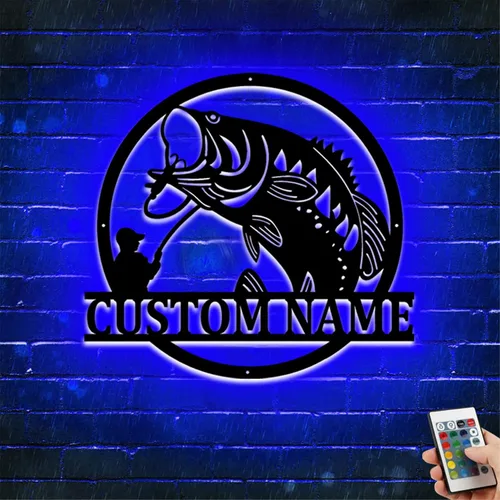 Miniatura 4 de Letrero LED de pesca de bajo con nombre personalizado, arte de pared personalizado, regalo de aniversario y día de San Valentín