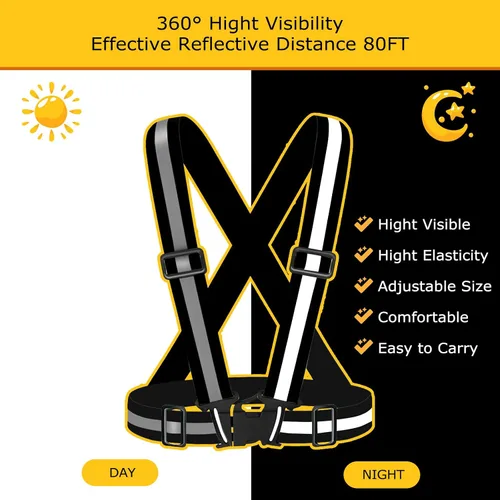 Miniatura 3 de Chaleco de seguridad reflectante, 2 piezas, chaleco de alta visibilidad, correas ajustables para correr, ciclismo, caminar, trabajadores