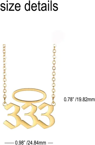 Miniatura 2 de Aprila Collar para mujer, chapado en oro de 14 quilates, collar con colgante de acero inoxidable minimalista número 111-999 para mujeres y niñas
