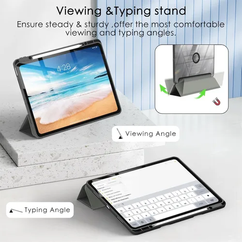 Miniatura 5 de Soke Funda para Nuevo iPad Air de 13 Pulgadas (M3 2025/M2 2024) con Soporte para Lápiz, [Activación/Suspensión Automática + Protección de Cámara]