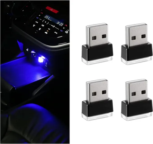 Miniatura 21 de 4 PCS Lámpara de Atmósfera Interior de Coche LED USB, Mini Luz Nocturna LED Portátil, Kit de Iluminación Ambiental de Maletero con Interfaz USB
