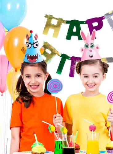 Miniatura 8 de JOYIN 12 juegos de sombreros de fiesta para niños, juegos de fiesta, actividades de manualidades, lindos sombreros de cumpleaños con temática