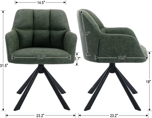 Miniatura 2 de EALSON Cómoda silla de escritorio de terciopelo moderna para computadora, sin ruedas, silla giratoria con brazo de respaldo medio para sala de Beige