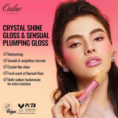 Miniatura 2 de Oulac Brillo labial líquido brillante con purpurina de alto brillo para mujeres, brillo de labios líquido brillante, no pegajoso, brillo de labios