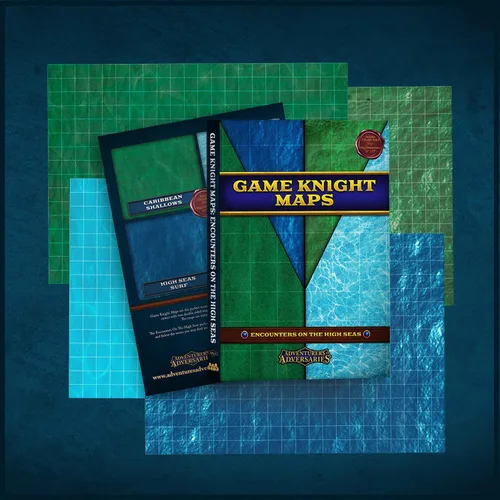 Miniatura 5 de Game Knights Encounters on the High Seas - Tapete de mapa de batalla laminado de doble cara brillante de borrado en seco para juegos de rol, Juego