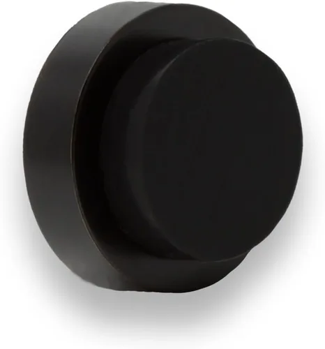 EVI | Tope de puerta adhesivo para pared/manija | 0.9 x 0.55 pulgadas | caucho negro | acero inoxidable V2A | Lacado negro | Incluye tornillo +
