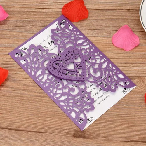Miniatura 5 de FOMTOR Kit de invitaciones de boda cortadas con láser, 50 paquetes de invitaciones de boda cortadas con láser con tarjetas imprimibles en blanco