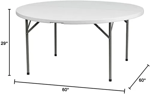 Miniatura 3 de Flash Furniture Elon Mesa plegable redonda de plástico blanco granito de 5 pies