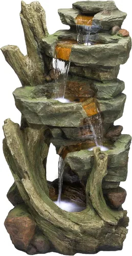 Miniatura 17 de Alpine Corporation Fuente de suelo de cascada para exteriores de 51 pulgadas de alto, diseño resistente a la intemperie con luces LED que cambian