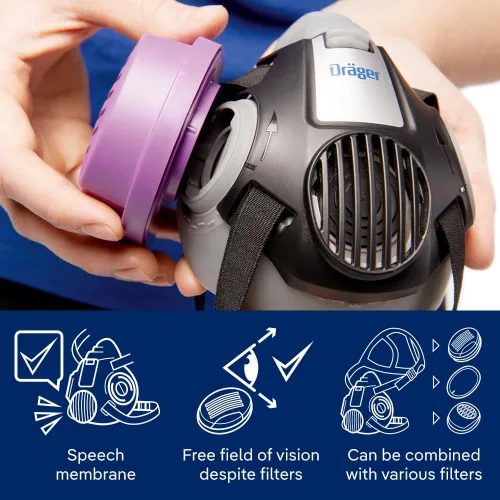 Miniatura 4 de Dräger X-plore 3500 Máscara respiradora de media cara, aprobada por NIOSH