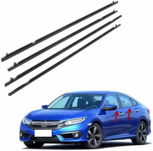 Burlete de ventana para Honda Civic Sedan 2016-2021 Correa de sellado exterior para puerta modelo de actualización negro