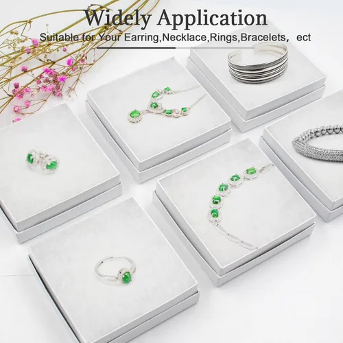 Miniatura 5 de opaprain Cajas de regalo blancas de cartón para joyas, paquete de 20 cajas de regalo de 3.5 x 3.5 x 1 pulgadas, se aplica a la exhibición