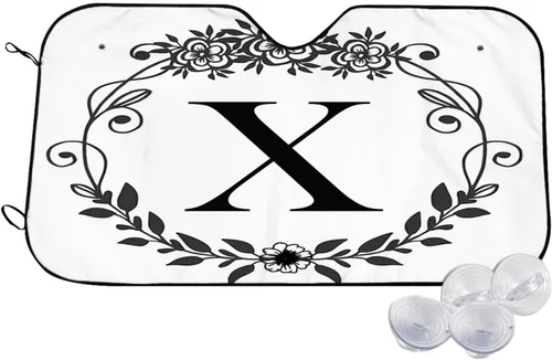 Miniatura 12 de Parasol para parabrisas de automóvil con inicial floral, letra Q, parasol plegable para automóvil, bloquea los rayos UV para automóvil, camión, SUV