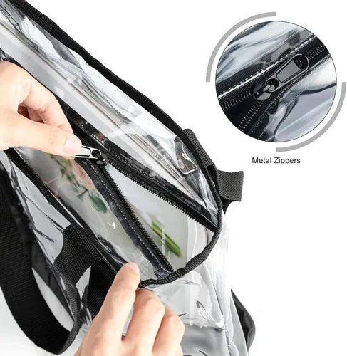 Miniatura 9 de Bolso transparente BORMELUN, con asa de cremallera para el trabajo, plástico transparente para mujer