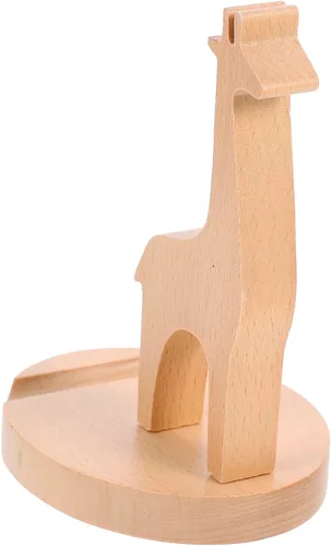 Hemobllo Soporte de teléfono móvil con forma de jirafa Soporte de teléfono de escritorio de dibujos animados para oficina en casa Soporte de madera