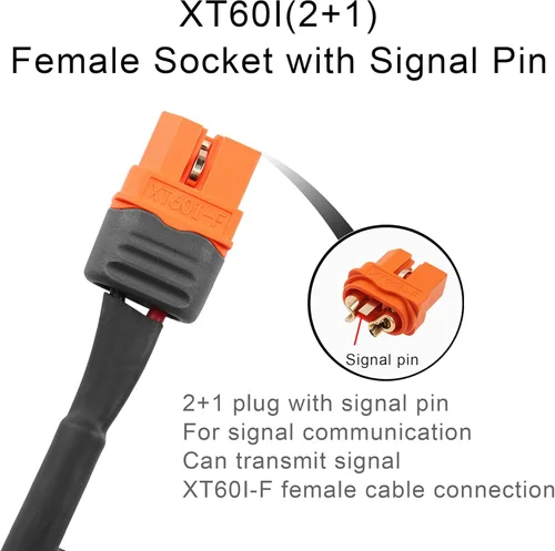 Miniatura 3 de Cable de alimentación de CC a XT60, 1M/3FT 16AWG DC 0.217 in X 0.083 in macho a XT60I (2+1) con cable adaptador hembra de pin de señal