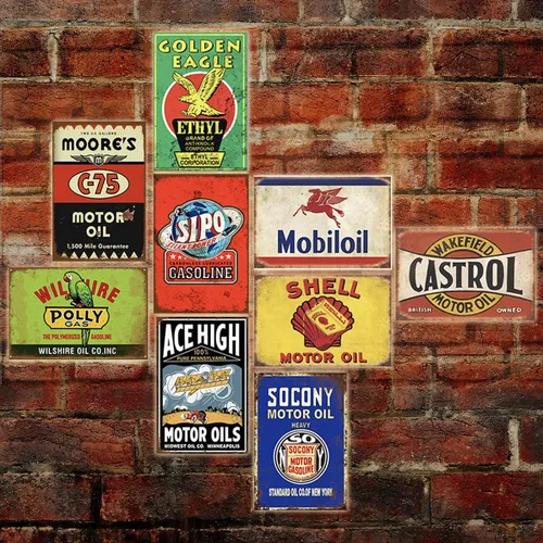 Miniatura 4 de 35 letreros de lata vintage reproducidos, anuncios retro de gas y aceite, letreros de metal antiguo para garaje, cueva de hombre, bar, cocina