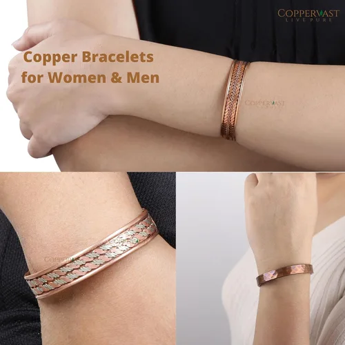 Miniatura 24 de Pulseras de cobre para hombres y mujeres Juego de 3 con caja de regalo Hecho a mano 100% cobre Regalo para mujeres y hombres