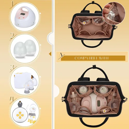 Miniatura 2 de Fasrom Mochila para extractor de leche con enfriador compatible con bombas Spectra S1, S2 y Medela, bolsa de bombeo portátil con alfombrilla Negro