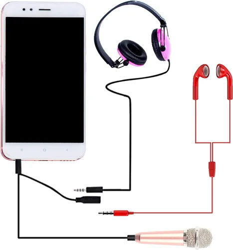 Miniatura 7 de 4 piezas mini micrófono mini karaoke micrófono para grabación de voz, micrófono portátil para chatear y cantar compatible con smartphone iPhone