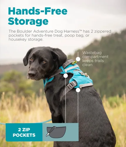 Miniatura 5 de Outward Hound Boulder Adventure - Arnés ajustable para perro con bolsillos, turquesa, mediano