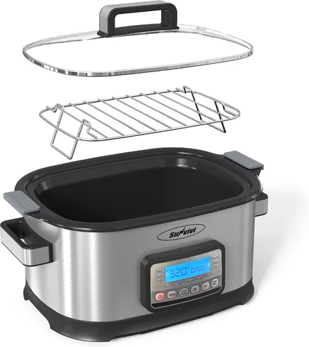 Miniatura 9 de Multicocina 11 en 1, horno asador de olla lenta de 6.5 cuartos de galón, olla multifuncional programable digital con temporizador, control