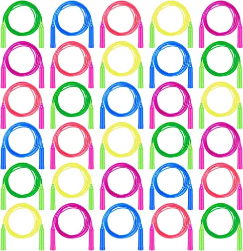 Aneco Paquete de 30 cuerdas de saltar para niños, 7.3 pies, cuerdas de saltar coloridas para niños, grandes actividades deportivas, regalos de