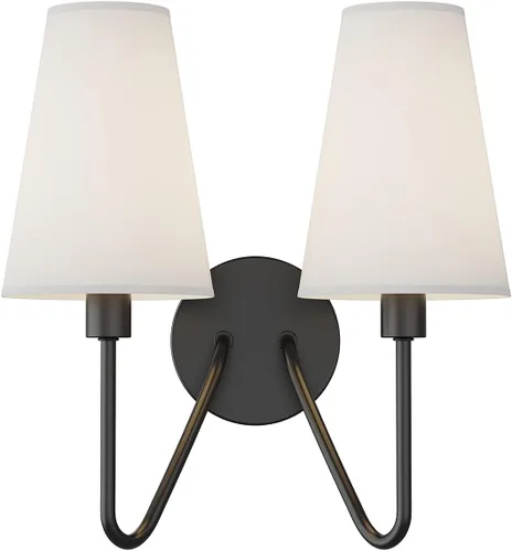 Miniatura 9 de Electro bp; Lámpara de pared clásica de 1 sola cabeza, color negro con pantalla de tela de lino blanco crema E12 40W cableada (juego de 2); Sombra