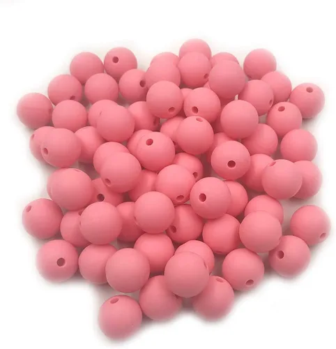 Miniatura 29 de Cuentas de perlas de silicona focales para bolígrafo, 100 cuentas redondas de silicona sueltas de 0.59 pulgadas a granel para llavero, mamá mujer